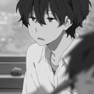 🕸 Anime, Menino, Preto e branco, Retrato telegram sticker