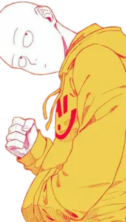 😒 Saitama One-Punch Man сайтама, ванпанчмен, аниме, герой, манга, лысый, смешной, мультфильм whatsapp sticker