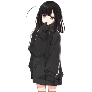 ❓ Anime Mädchen, Cartoon, Niedlich, Jacke, Sticker, Manga whatsapp sticker