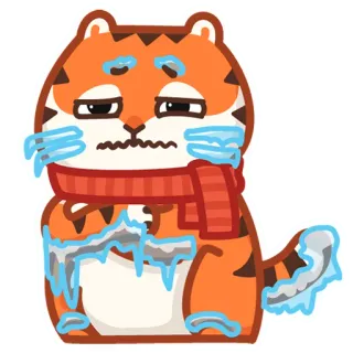 🥶 tiger, frozen, cold, winter, sad, cartoon, animal telegram sticker