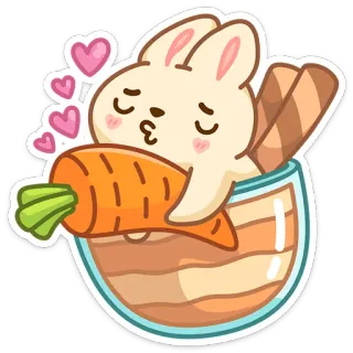 🥕 bunny, rabbit, carrot, animal, cute, hearts, dessert telegram sticker
