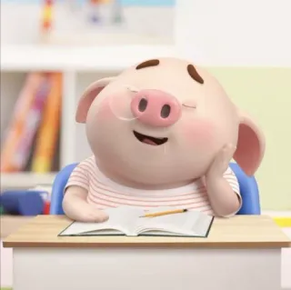 🐽 cochon, mignon, dessin animé, étudiant, école, animal telegram sticker