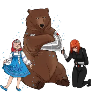 😁 bear, doll, Black Widow, Marvel, superhero, Russian, Winter Soldier telegram sticker