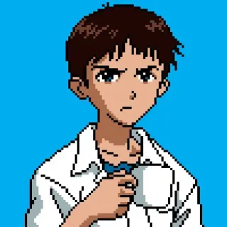 😐 Shinji Ikari Neon Genesis Evangelion アニメ, ピクセルアート, キャラクター, エヴァ, 漫画 telegram sticker
