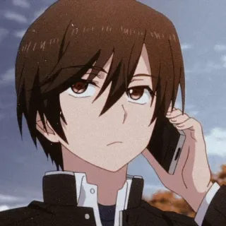 ➖ anime, boy, phone, portrait, serious, cartoon telegram sticker
