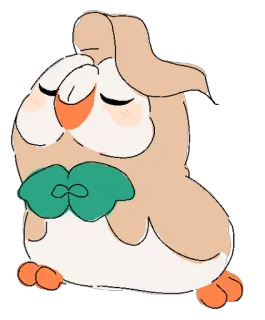 🎩 Rowlet Pokemon Brindibou, Pokémon, hibou, mignon, dessin animé telegram sticker