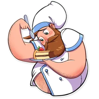 😕 chef, baker, cake, dessert, food, cartoon, pastry telegram sticker