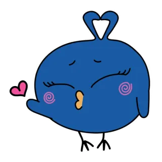 ❤️ lindo, pájaro, dibujo animado, animal, corazón, amor, beso whatsapp sticker