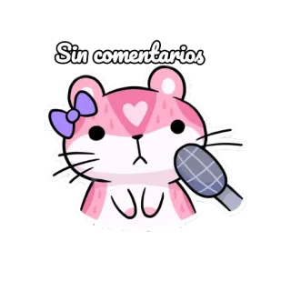 🎤 Sin comentarios Chuột hamster, Micro, Hồng, Nơ, Dễ thương, Hoạt hình telegram sticker