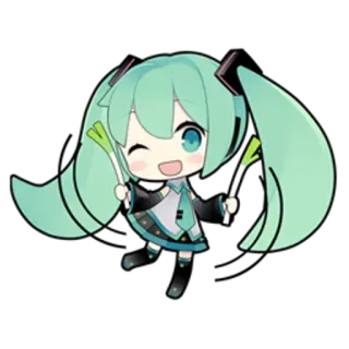 😉 Hatsune Miku Anime, Vocaloid, Personaje, Chibi, Lindo telegram sticker