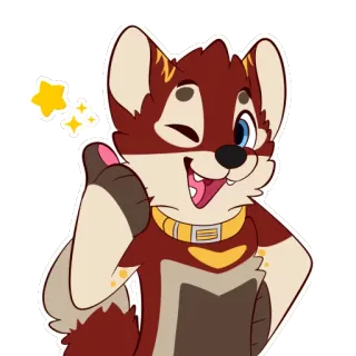 👍 Furry, Antropomórfico, Animal, Lindo, Dibujos animados, Pegatina, Guiño telegram sticker
