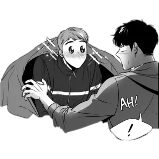 ✨ AH! manga, black and white, surprise, blush telegram sticker