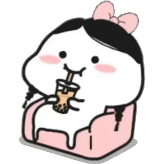 😌 sticker, cartoon, bubble tea, kawaii, schattig telegram sticker
