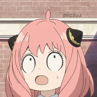 😳 Anya Forger Spy x Family Anime, Cartone animato, Scioccata, Sorpresa, Ragazza, Capelli rosa, Spy x Family telegram sticker