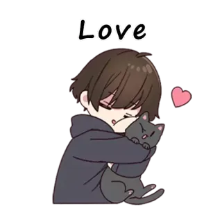 😘 Love amore, ragazzo, gatto, cuore, carino telegram sticker