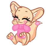 😍 น่ารัก, การ์ตูน, สัตว์, สีชมพู, สุนัขจิ้งจอกทะเลทราย telegram sticker