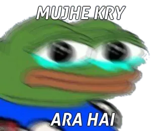 🙂 Pepe the Frog MUJHE KRY ARA HAI pepe, crying, frog, meme, sad telegram sticker
