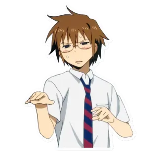 🤓 Anime, Męski, Mundur szkolny, Niezręczny, Zawstydzony telegram sticker