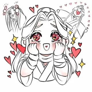 🥢 chibi, anime, cute, hearts, character, cartoon, fanart telegram sticker