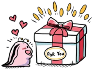 🎁 FOR YOU Geschenk, Präsent, Liebe, süß, rosa, Hase telegram sticker