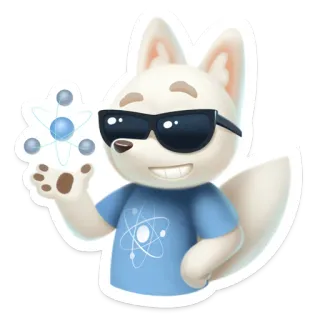 😎 мультфильм, лиса, атом, наука, ученый, физика, наклейка telegram sticker