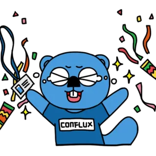 💥 cartoon, celebration, confetti, bear, mascot telegram sticker
