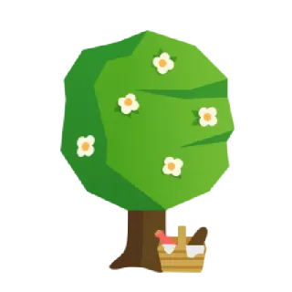🌳 tree, picnic, nature, basket, flowers, spring, summer telegram sticker