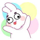 🤪 兔子, 卡通, 动物, 贴纸, 可爱, 白色, 搞笑 whatsapp sticker