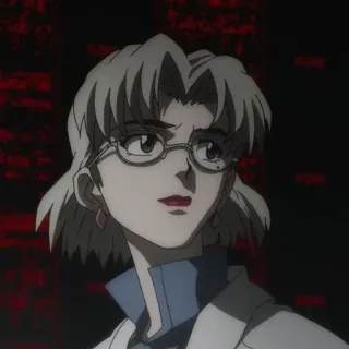 😔 Ritsuko Akagi Neon Genesis Evangelion Anime, Científico, Gafas, Bata de laboratorio telegram sticker
