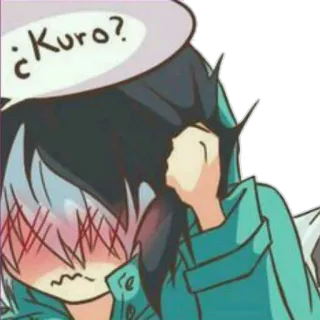 😳 ¿Kuro? Anime, Kawaii, Beschaamd, Manga, Vraag telegram sticker