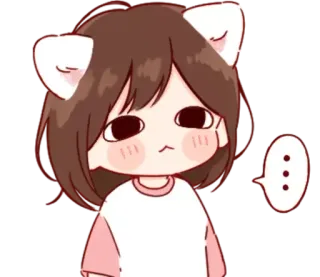 😐 ... อนิเมะ, หูแมว, น่ารัก, คาวาอิ, สติกเกอร์, การ์ตูน telegram sticker