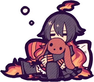 😴 anime, cartoon, character, kawaii, cute, fire, rabbit, plushie telegram sticker