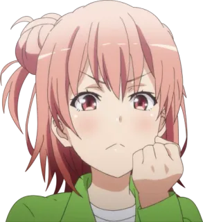 ✊ garota anime, cabelo rosa, personagem, adesivo, desenho animado, sério telegram sticker