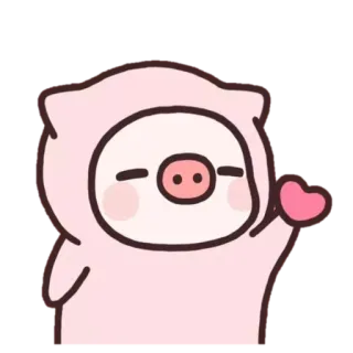 😘 かわいい, 豚, ピンク, 漫画, ハート telegram sticker