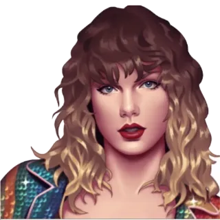 😕 Taylor Swift portrait, chanteur, pop star, célébrité, femme, cheveux blonds, rouge à lèvres rouge telegram sticker