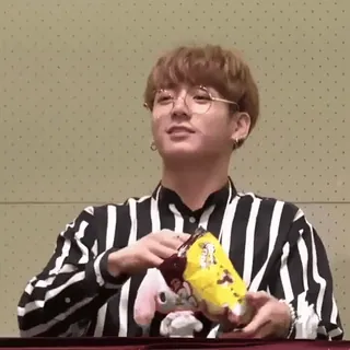 🌔 Jungkook persona, hombre, K-pop, cantante, gafas, snack, ídolo whatsapp sticker