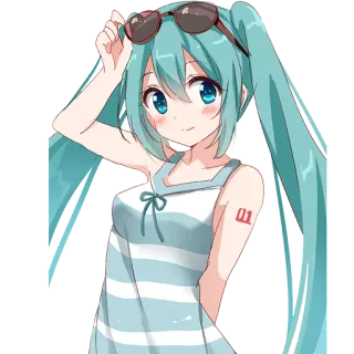 😊 Hatsune Miku Anime, Miku, Hatsune Miku, Vocaloid, Kawaii, Süß, Cartoon telegram sticker