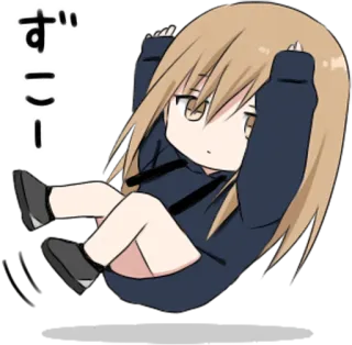 😐 ずこー 动漫, Q版, 可爱, 日文 whatsapp sticker