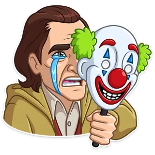 😭 Joker 광대, 마스크, 슬픈, 울음, 조커, 악당 telegram sticker