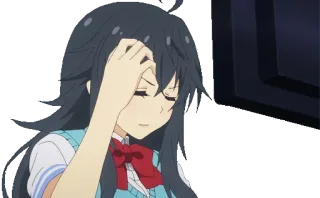 🧐 garota anime, confuso(a), coçando a cabeça, perplexo(a), Anime, Mangá telegram sticker