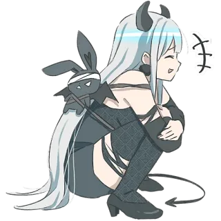 😂 ね Anime, Duivel, Meisje, Leuk, Zittend, Glimlach telegram sticker