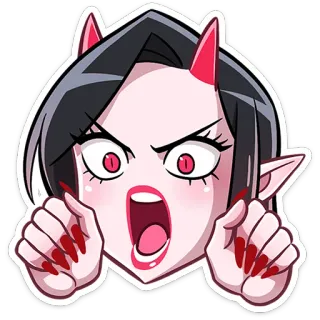 😈 悪魔, デーモン, ホラー, キャラクター, ハロウィン, 角, 怒り telegram sticker