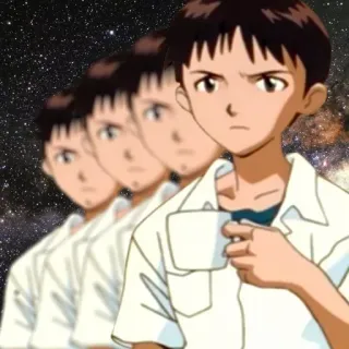😐 Shinji Ikari Neon Genesis Evangelion anime, character, space, tv show, animation, manga telegram sticker