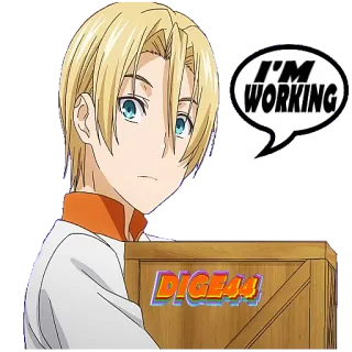 🔩 I'M WORKING anime, lavoro, bionda, personaggio telegram sticker