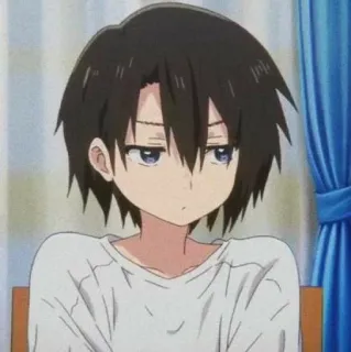 😕 Anime, Chico, Retrato, Ilustración, Dibujo animado, Personaje telegram sticker