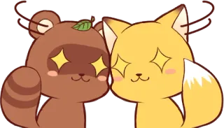🤩 animais, brilho, fofo, raposa, guaxinim, kawaii telegram sticker