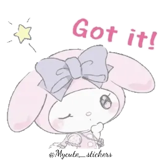 🐰 Got it! lindo, sticker, dibujos animados, My Melody, conejo, lazo, rosa, adorable telegram sticker