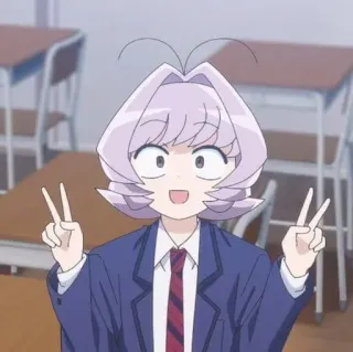 💈 Komi Shouko Komi Can't Communicate Аниме, Знак мира, Школьная форма, Komi Can't Communicate, Коми Сёко telegram sticker