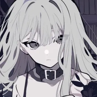 ☕️ Anime, Dziewczyna, Portret, Kołnierz, Monochromatyczny telegram sticker