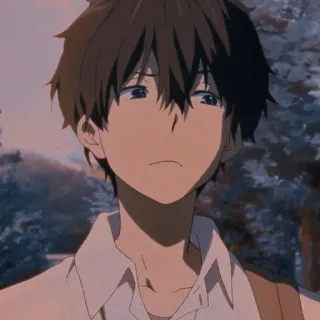 🍁 Anime, Con trai, Chân dung, Thiếu niên, Hoạt hình, Nhân vật, Buồn telegram sticker